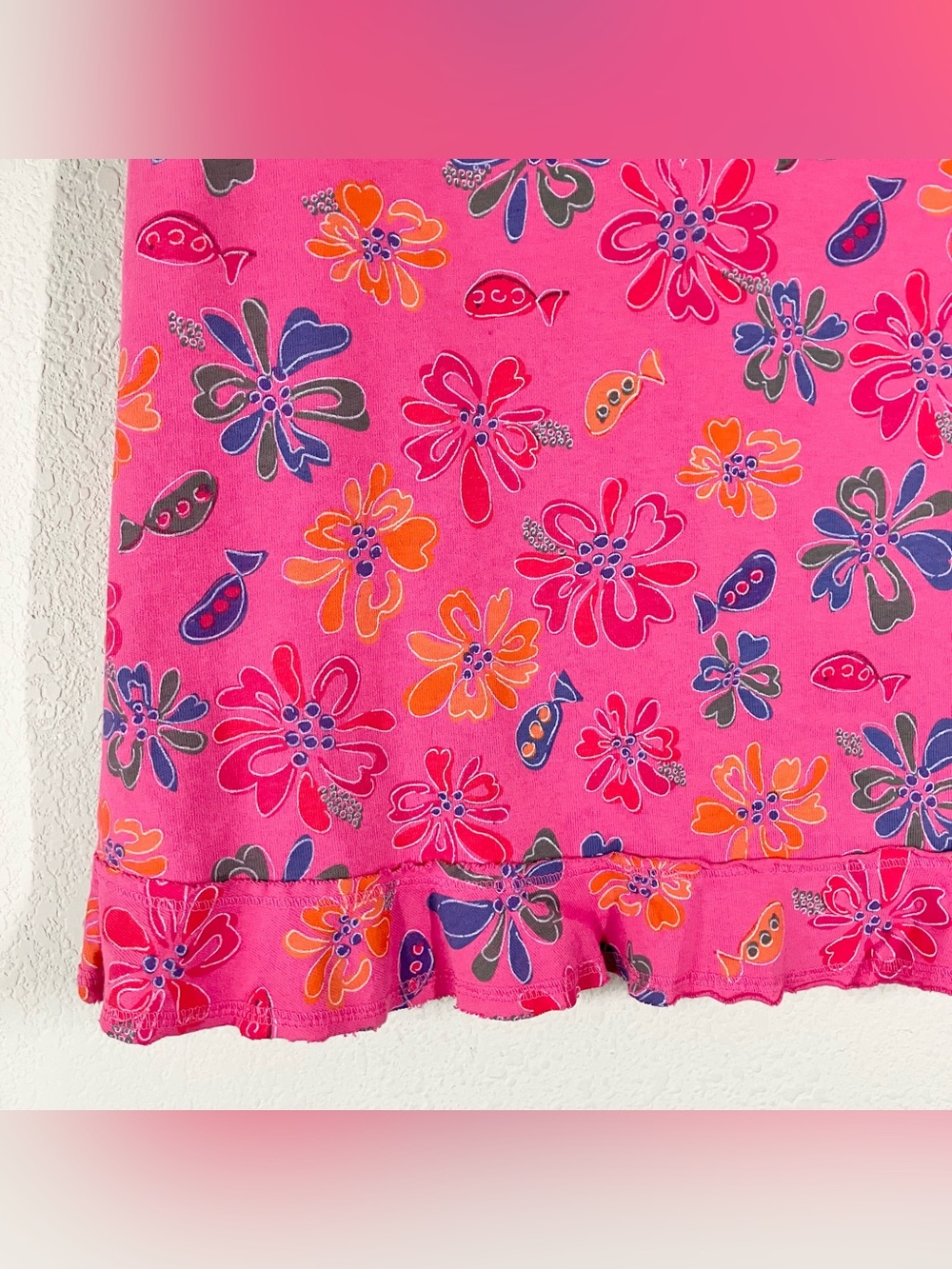 FRESH PRODUCE A-line Midi Skirt M Pull-On Floral Fish Print Beach Resort Summer - Picture 4 of 11